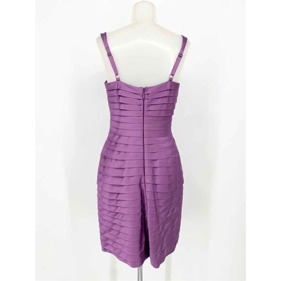 BCBG Max Azria Women’s Size 12 Mitzi Bandage Dress Purple Strappy Silky Zip Up - Picture 4 of 13